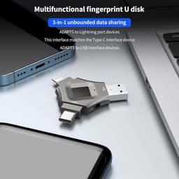 Vingerafdruk U-schijf - Dubbele Interface - Veilige Data Opslag - 64 Vingerafdrukken Mogelijk - 512 GB - Zilver — thumbnail 5