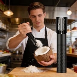 Kokosrasp Elektrisch - Handrasp Draadloos - Thuiskeuken Bakken - Gesloten Raspkamer - 24 cm Lengte - Zwart — thumbnail 5