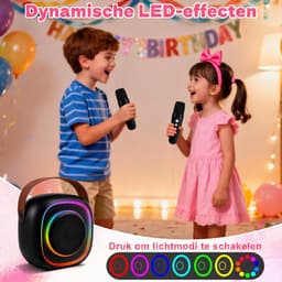 Dreamhigh® Karaoke Set voor Kinderen - Met 2 Draadloze Microfoons - Draagbare Bluetooth - Karaoke Met Ledverlichting en Stemeffecten - Karaokespellen voor Kinderen en Volwassenen - Hifi Mini - Karaokemicrofoon — thumbnail 3
