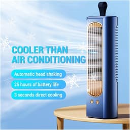 Bladloze Ventilator - Torenventilator Staande - Comfortabele Koeling - Stille Werking Circulatie - 90 Graden - Blauw — thumbnail 5
