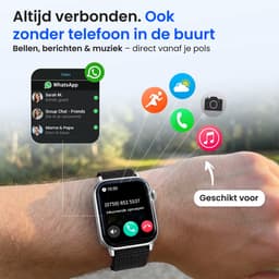Siltcon® Smartwatch Dames Pro - Smartwatch Heren Pro - Sporthorloge Dames & Heren - Stappenteller Horloge - Hartslagmeter – Bloeddrukmeter - Slaapmonitor - Saturatiemeter - Belfunctie - Elke Smartphone - RVS - Incl. 4 Bandjes - Zilver — thumbnail 3