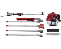 Tuinmachines - Grasmaaier trimmer - Tuinonderhoud - 4-in-1 functie - 25 cm snijbreedte - Rood wit zwart