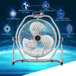 Industriële Vloerventilator - Hoge Snelheid - Ruimte Koeling - Instelbare Kantelkop - 16 inch - Zwart — thumbnail 3