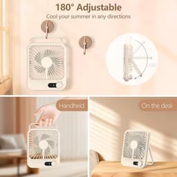 KZQ Draagbare Herlaadbare Ventilator - Stille Kleine Bureauventilator Met 180° Kantelhoek - 100 Snelheden Geschikt Voor Slaapkamer Kantoor Thuis En Buiten - Crèmewit — thumbnail 5