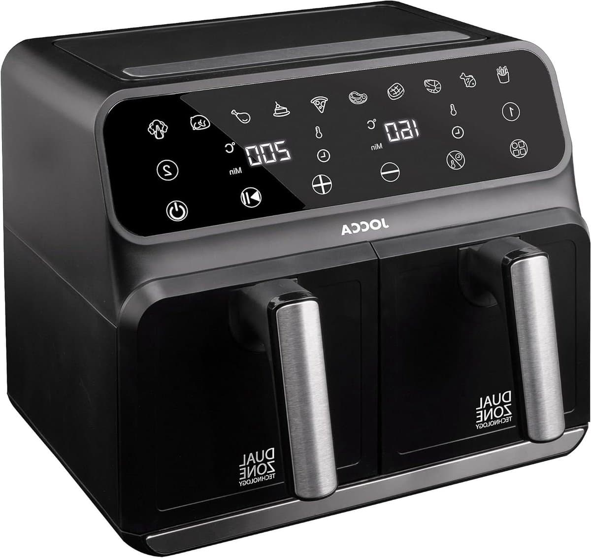 Heteluchtfriteuse Dubbel - Airfryer Dubbele Container - Gezond Koken - Onafhankelijke Containers - 8 Liter - Zwart — afbeelding 1