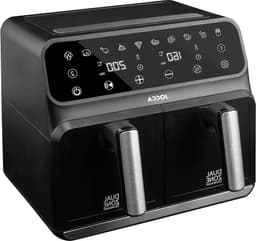 Heteluchtfriteuse Dubbel - Airfryer Dubbele Container - Gezond Koken - Onafhankelijke Containers - 8 Liter - Zwart — thumbnail 1