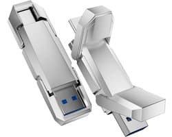 Draagbare SSD - Externe Opslag - Snelle Data Transfer - Dubbele USB Poorten - 64 GB - Zilver