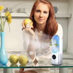 Mini airco – Blauw – airco met water - Mini Airco 4 in 1 – Koelen, Blazen, Lucht Bevochtigen - 6 Snelheden & Timer - USB Multifunctionele Bediening met LED-Display - Draagbaar voor Slaapkamer, Keuken, Kantoor - Wit - 1 Stuk — thumbnail 3