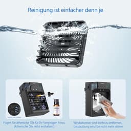 Mini Airconditioner - Mobiele Airco - Luchtkoeler met Afstandsbediening - Mini Airco Bureau & Slaapkamer - Kleine Luchtkoeler 1200ml - Met 3 Snelheden & 3 Koelnevels - Timer 2-8 Uur - 7 LED Lampjes - Stille Aircooler 10W - Wit — thumbnail 3