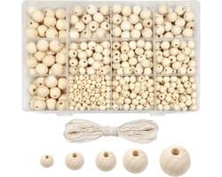 600 Stuks Natuurlijke Houten Kralen in Diverse Maten van 6 tot 14mm voor DIY Sieraden en Creatieve Projecten