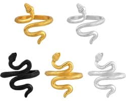 Verstelbare Haakringen Set van 5 Stuks, Ideaal voor Beginners en Creatieve Handwerkers, Perfect voor Spanning Controle en Haakprojecten (Goud, Zilver, Zwart)