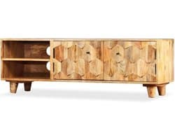 Tv-kast Massief - Lowboard Hout - Woonkamer Opbergen - Individueel Karakter - 118 cm Breed - Bruin