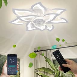 LUMÉ STORE Plafondventilator Met Verlichting - Plafondlamp - Woonkamerlamp - 6 Snelheden - App & Afstandsbediening - 77cm - Wit — thumbnail 3