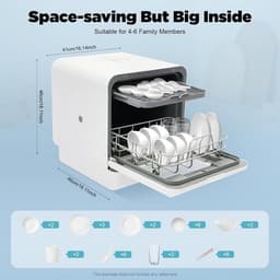 Mini vaatwasser - Compact apparaat - Snel afwassen - Heteluchtdrogen - 45 cm - Wit — thumbnail 3