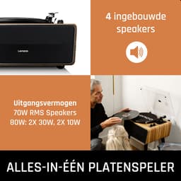 Lenco Bluetooth Platenspeler - 4 Ingebouwde Speakers - Platenspeler op poten - Lenco Expertise lijn - Platenspeler meubel - LS-570OK - Eikenhout — thumbnail 3