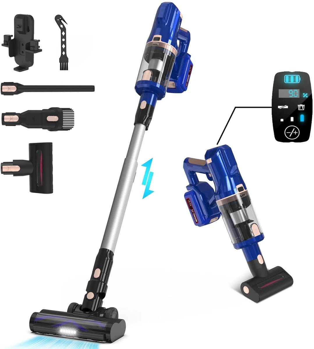 Steelstofzuiger Draadloos - Steelstofzuiger - Stofzuiger - 300W - 30kPa - 4000mAh - Blauw - Steelstofzuiger Snoerloos - Krachtige Zuigkracht — afbeelding 1