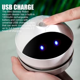 Mini desktop stofzuiger - USB oplaadbaar en draadloos - hoge zuigkracht voor bureau, kantoor, auto, kussen en toetsenbord - wit — thumbnail 3