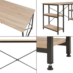 Bureau Klirurud L-vormig of recht bureau eikenkleurig en zwart [en.casa] — thumbnail 3