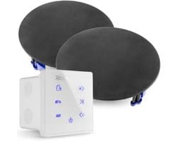 Power Dynamics Powerline A50W Set met witte inbouw versterker en 2 zwarte plafondspeakers