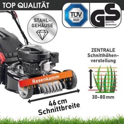 Benzine Grasmaaier 46 cm - Krachtige 4-takt Motor met 60L Opvangbak - Inclusief Maaien, Mulchen en Verzamelen — thumbnail 3