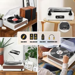 CRLYN® Platenspeler Bluetooth - CD Speler met Speakers - Vintage - Wit — thumbnail 5
