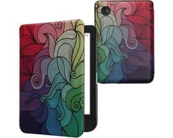 kwmobile e-reader hoesje geschikt voor Kobo Clara BW / Colour hoes - E reader flip case met magnetische sluiting - Ereader cover - Kleurrijk design in roze / blauw / groen