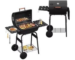 Houtskool BBQ - Smoker - Barbecues - Grill wagen met thermometer - Stevig - EU gecertificeerd - Zwart