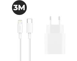 20W iPhone Snellader + 3 meter Lightning kabel - Geschikt voor o.a. Apple iPhone 13 en iPhone 14