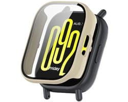 Watch case screenprotector - hoesje - gehard glas - geschikt voor Xiaomi Redmi Watch 5 Active - beige