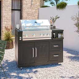 Oviala - Hoekkeuken buiten met 4 elementen spoelbak en barbecue - Memphis — thumbnail 5