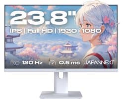 JAPANNEXT Gaming Monitor 23.8" IPS Full HD (1920x1080) 120Hz 0.5ms Wit | JN-IPS238G120F-HSP-W