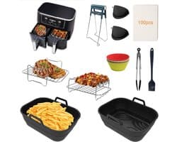 Airfryer Accessoires - Siliconen Bakje - Bakpapier - Zwart