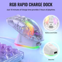 ATTACK SHARK X2 Pro - Draadloze Gaming Muis - RGB oplaadstation - Transparantie Effect - Wit — thumbnail 2