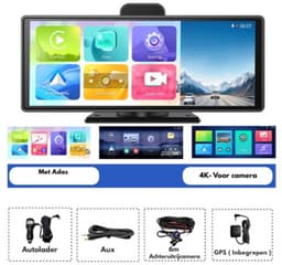 DrPhone DC19 4K Dash Cam ADAS Draadloze Carplay & Android Auto DVR - 5G WiFi – GPS Navigatie – 10.26 Inch Scherm – Achteruitrijcamera - Dashboard Video Recorder — thumbnail 3