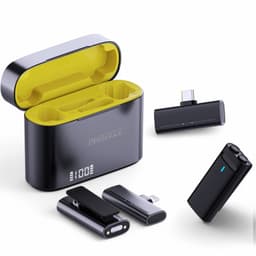 Draadloze Microfoon Set met Wind Filter - Noise Reduction - Geschikt voor iPhone & Android - 2 Stuks - Microfoon met Oplaadcase - Voor Vlog, Podcast, Stream, Interview, Laptop, Computer, Tablet, Telefoon — thumbnail 1
