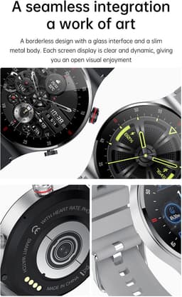 Knobbout 1,28" IPS inch Touchscreen smartwatch- Met de roterende knop wissel je snel tussen schermen- Persoonlijk Wijzerplaatontwerp - Bluetooth bellen en contacten synchronisatie - zwart staal+siliconen horlogeband — thumbnail 4