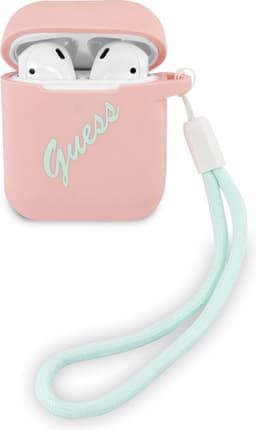 GUESS Vintage Siliconen AirPods 1 & AirPods 2 Case - Roze — thumbnail 1