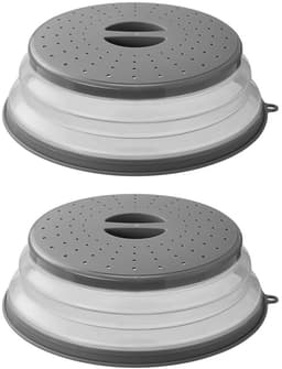 STUKS Opvouwbare Magnetron Spatdeksel Siliconen Magnetron Voedseldeksel met Stoomopeningen Multifunctionele Plastic Fruitmand Zeef — thumbnail 1