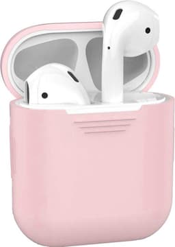 Hoesje - Geschikt voor Apple Airpods 1 - Siliconen Hoes met Clip - Silicone Case Cover - Lichtroze — thumbnail 1