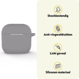 Hoesje Geschikt voor Apple AirPods 5 - Siliconen Hoes met Clip - Silicone Case Cover - Grijs — thumbnail 3