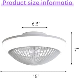 Plafondventilator Met Verlichting - 38 Cm - Dimbare RGB-Led - ABS - Wit - Afstandsbediening En Timer — thumbnail 5