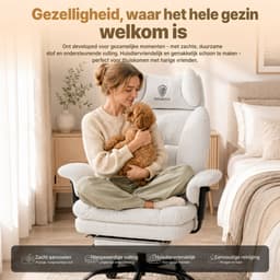 Dowinx Gamingstoel - Ergonomische Bureaustoel - Grote Bureaustoel - Ademende Stof en Flueel - Met Voetensteun en Verstelbare Rug - Bureaustoel Gaming chair - Wit — thumbnail 3