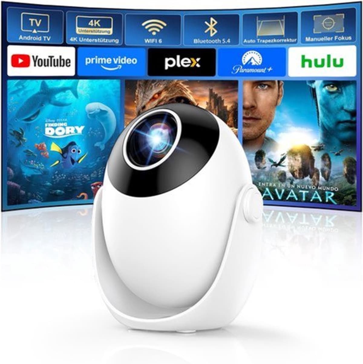 Mini Beamer Draagbaar - 1280 x 720 Resolutie - LED Technologie - WiFi 6 En Bluetooth 5.4 - Voor Gaming En Thuisbioscoop — afbeelding 1
