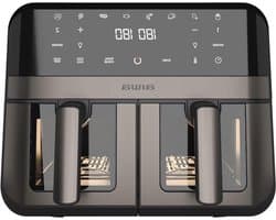 Dubbele airfryer - Heteluchtfriteuse met manden - Gelijkmatig garen - Zelfreinigend systeem - 9 liter - Metaal