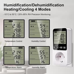 Digitale temperatuur- en vochtigheidsregelaar met timer en alarm - Stopcontactthermostaat en hygrostaat — thumbnail 3