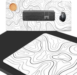 What's Goods - XXL Grote Muismat - 90x40 cm - Topografisch - 4 mm - Wit — thumbnail 1
