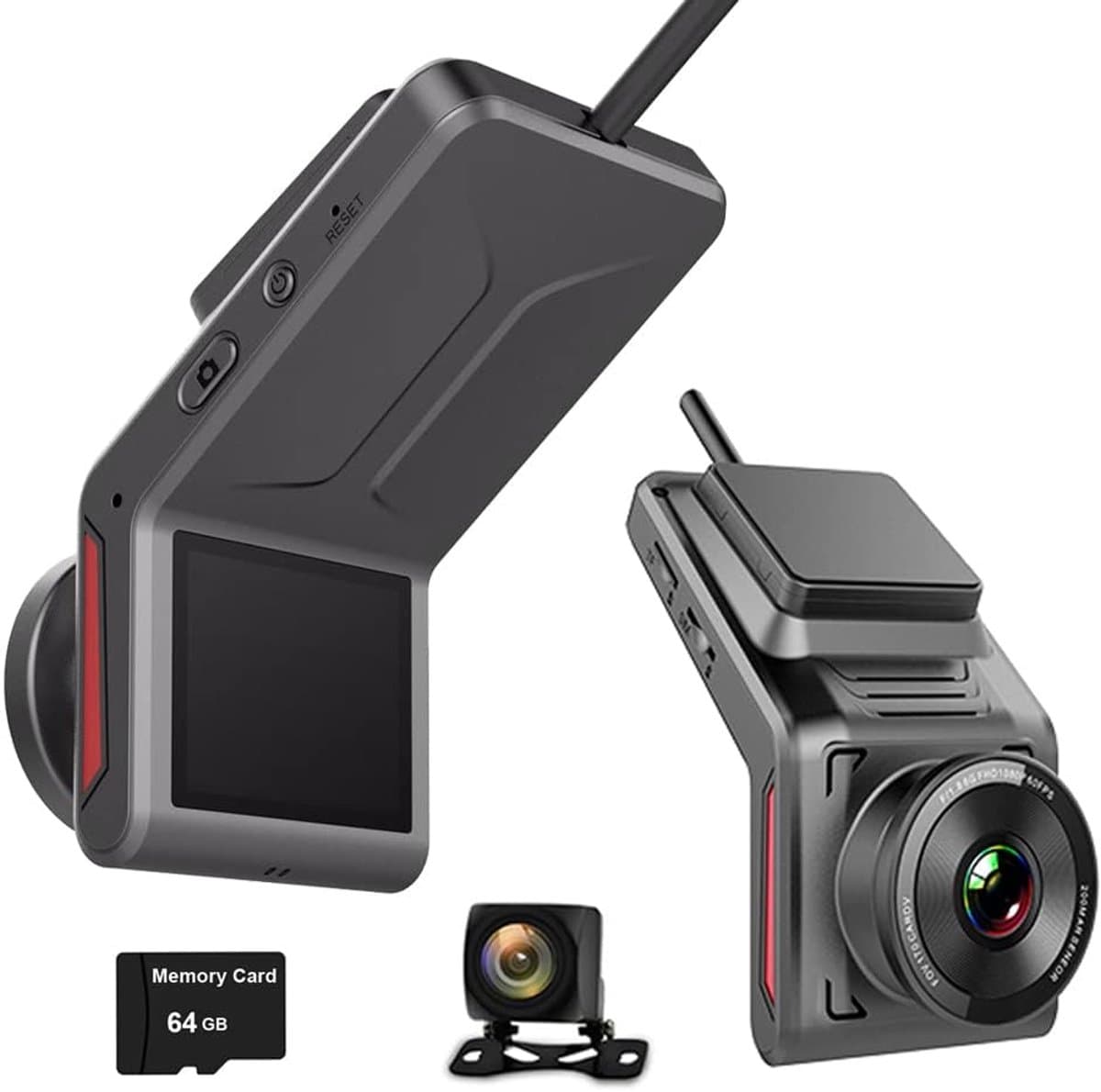 4G WiFi Dashcam voor Auto, 1080P FHD Dual Dashcam met Achteruitrijcamera, GPS-tracking, Nachtzicht, APP-bediening en 24-uurs Monitoring, GPS-camera voor Auto（zonder microSD-kaart） — afbeelding 1