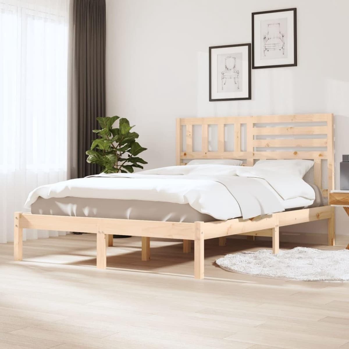 Bedframe familiebed palletbed massief houten bed grenen 120x190 cm 4FT Small Double — afbeelding 1