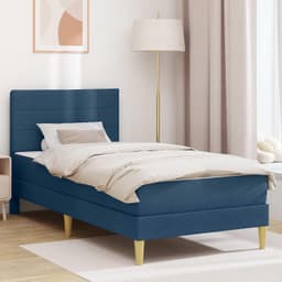 Bedframe met matras 80 x 200 cm, blauw polyester eenpersoonsbed — thumbnail 1