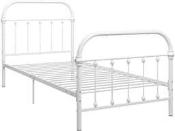 Bedframe metaal wit 90x200 cm stevig metalen ledikant met lattenbodem voor slaapkamer klassiek eenvoudig te monteren comfortabel slapen — thumbnail 5